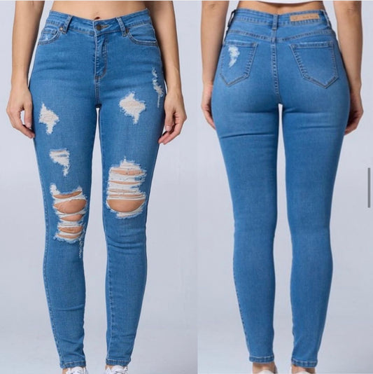 Ripped Super Stretchy Denim Jeans