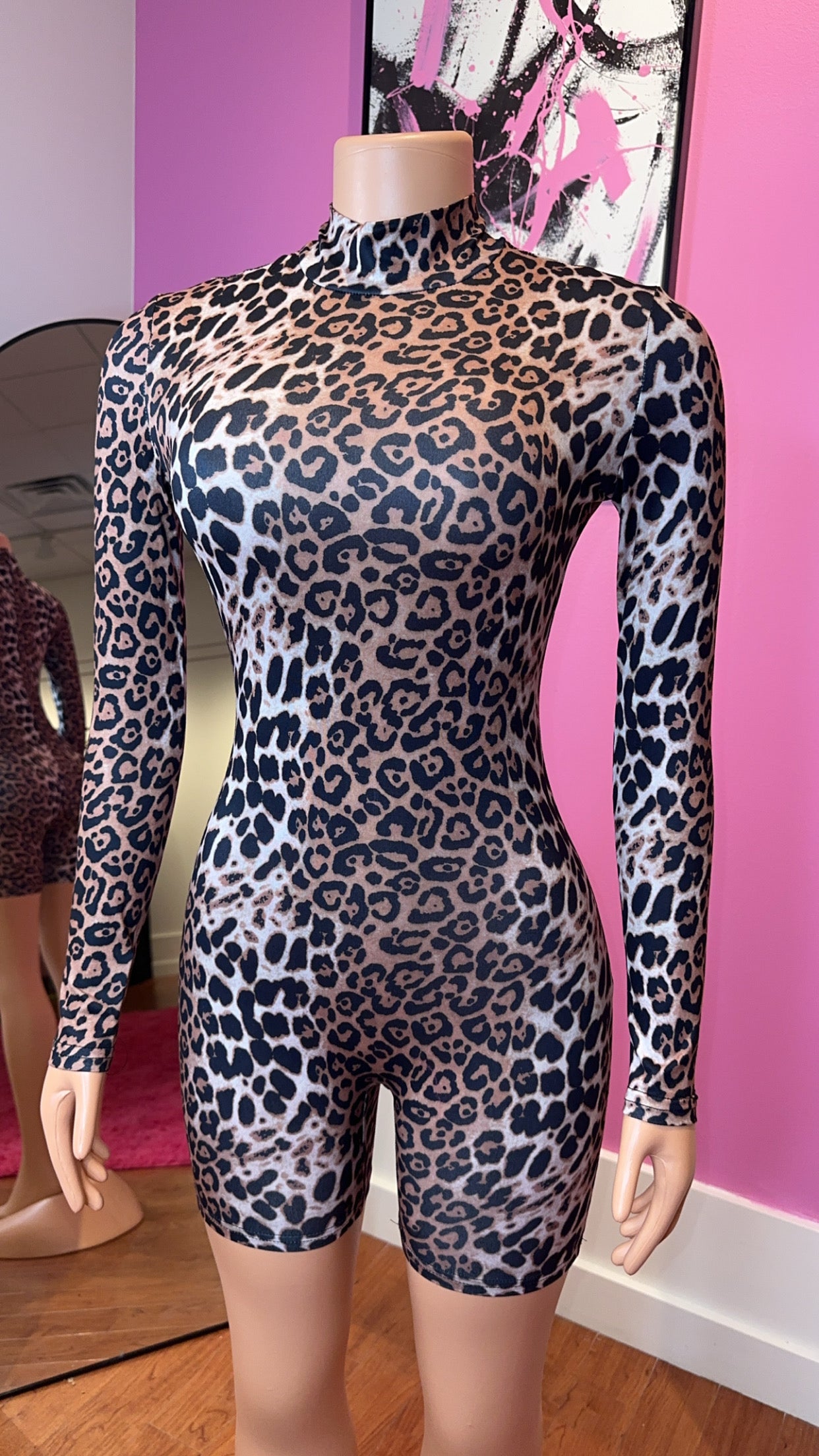 Cheetah Mock Neck Romper
