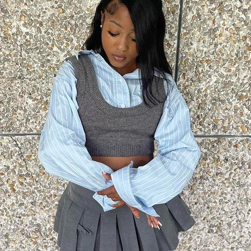 School Girl Crop Sweater Top