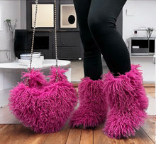 Load image into Gallery viewer, Very Furry Boots And Heart Bag Set