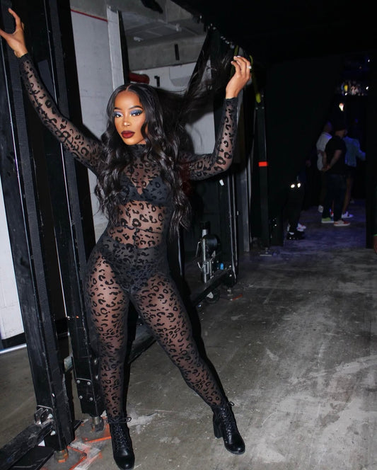 Baddie Cheetah Mesh Jumpsuit