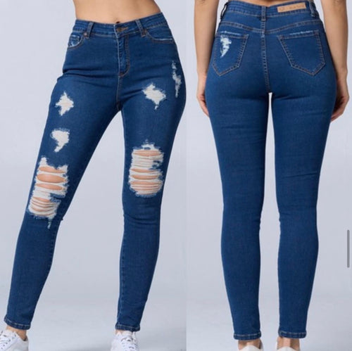 Ripped Super Stretchy Denim Jeans