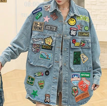 Load image into Gallery viewer, Patchwork Oversized Denim Jacket