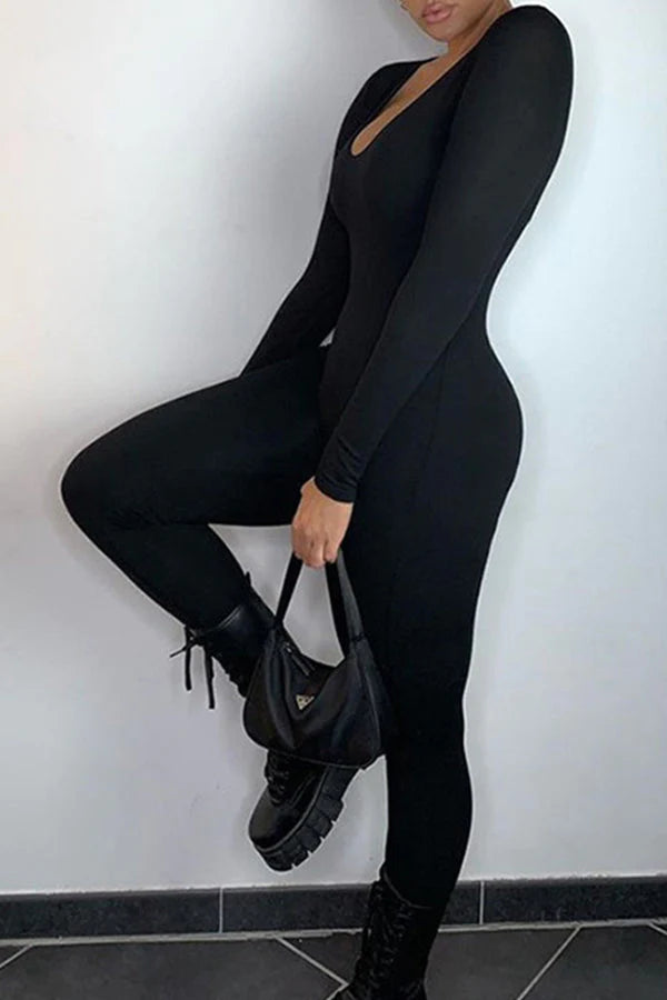 Basic Long Sleeve Jumpsuit